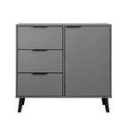Storage Cabinet with 3 Drawers & Adjustable Shelf, Mid Century Cabinet with Door, Accent Cabinet