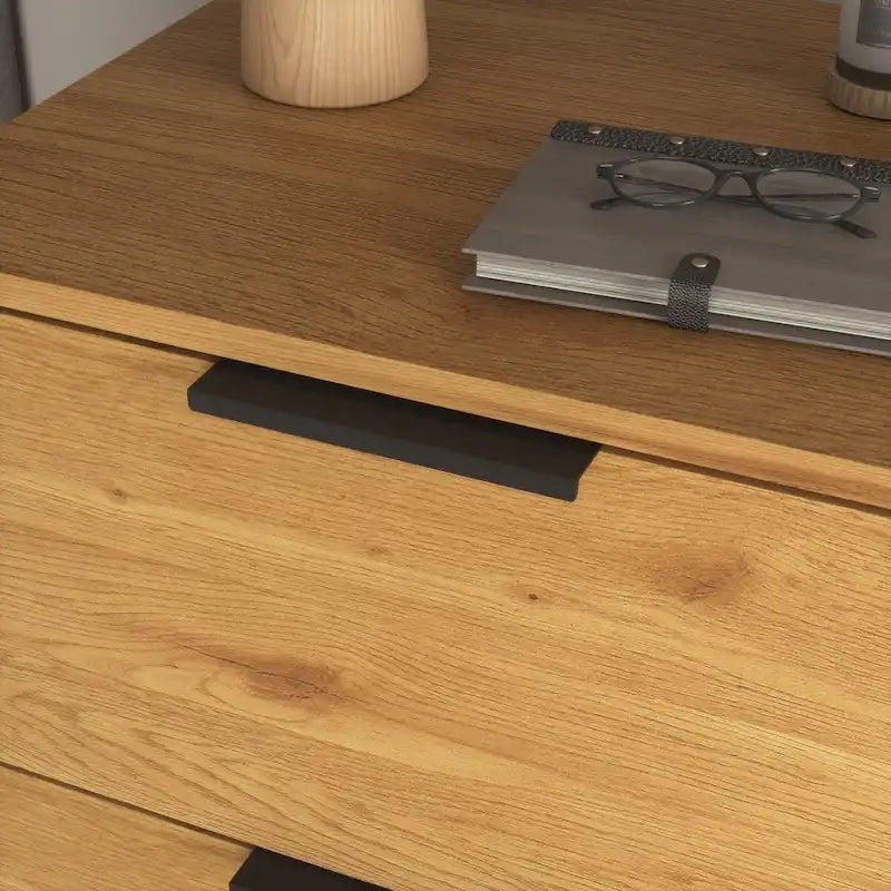 Storage Cabinet with 3 Drawers & Adjustable Shelf, Mid Century Cabinet with Door, Accent Cabinet