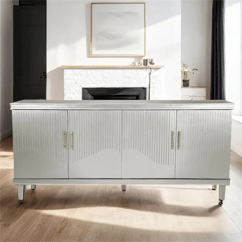 70.07 Wood Storage Cabinet with 4 Doors and Adjustable Shelves