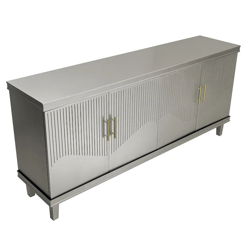 70.07 Wood Storage Cabinet with 4 Doors and Adjustable Shelves