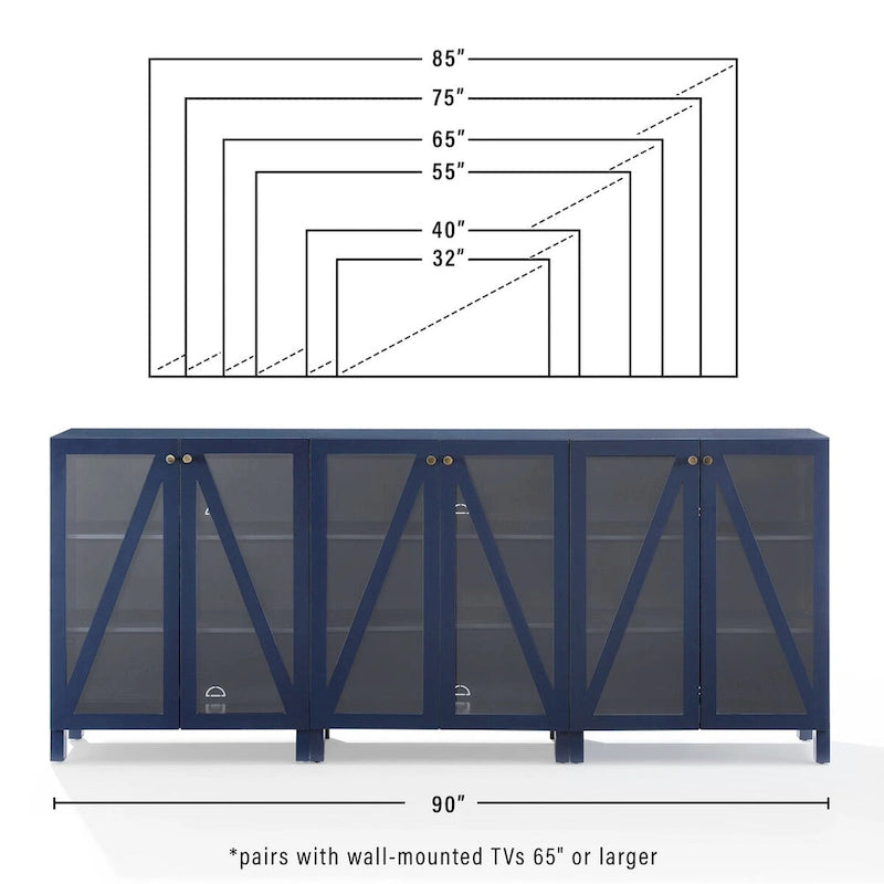 Crosley Cassai 3Pc Media Storage Cabinet Set
