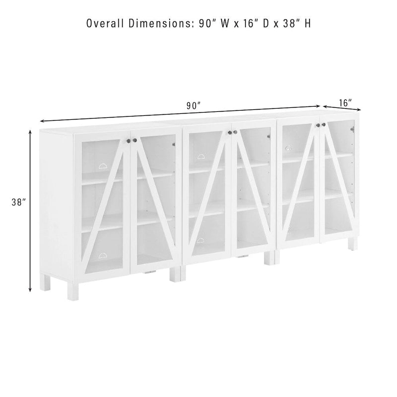 Crosley Cassai 3Pc Media Storage Cabinet Set