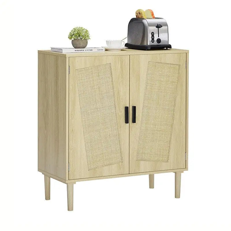 Grondin Boho Style 2 Doors Accent Cabinet Mid-Century Modern Storage Sideboard Buffet Console Table for Home Office