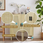 Grondin Boho Style 2 Doors Accent Cabinet Mid-Century Modern Storage Sideboard Buffet Console Table for Home Office