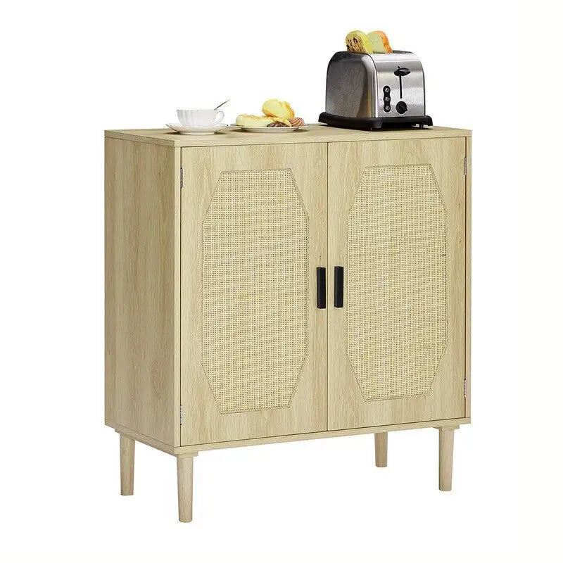 Grondin Boho Style 2 Doors Accent Cabinet Mid-Century Modern Storage Sideboard Buffet Console Table for Home Office