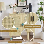 Grondin Boho Style 2 Doors Accent Cabinet Mid-Century Modern Storage Sideboard Buffet Console Table for Home Office