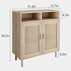 Rattan Sideboard Buffet Cabinet with Shelf - N/A