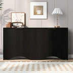 Four-Door Cabinet with Vertical Stripes and Wavy Design