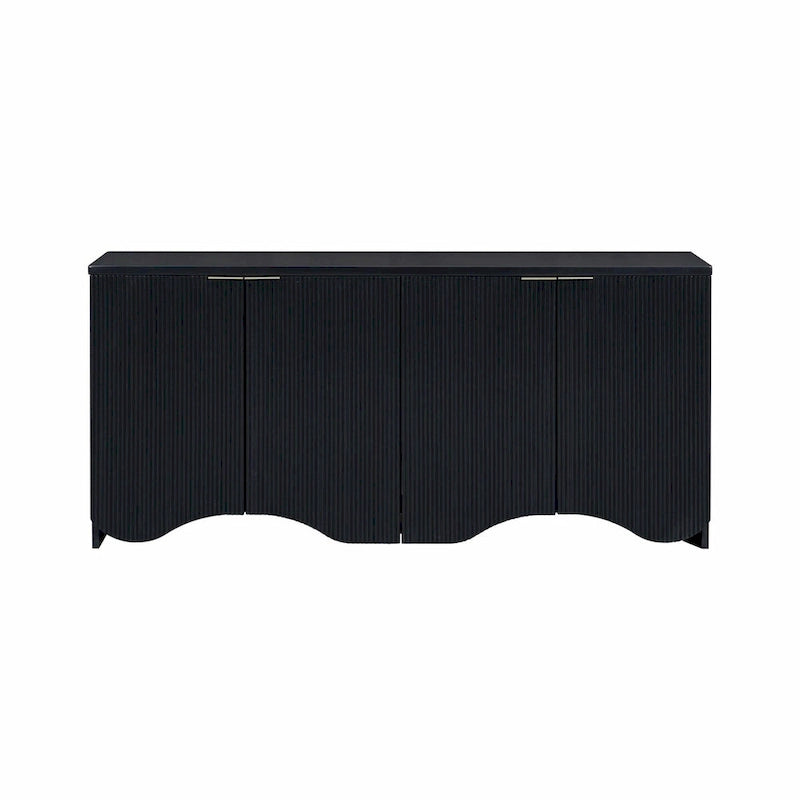 Four-Door Cabinet with Vertical Stripes and Wavy Design