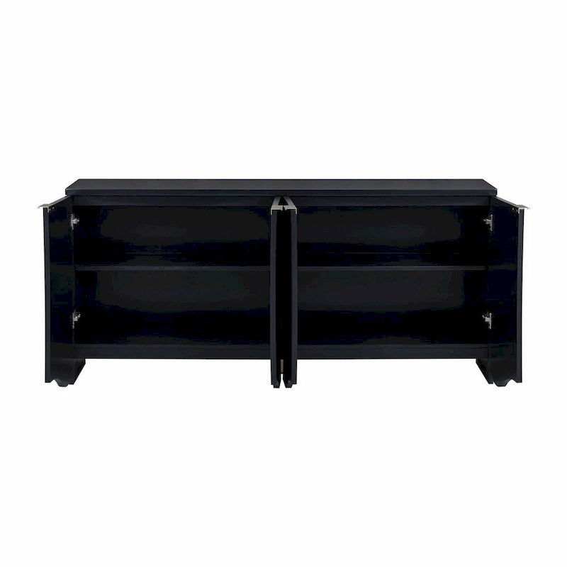 Four-Door Cabinet with Vertical Stripes and Wavy Design