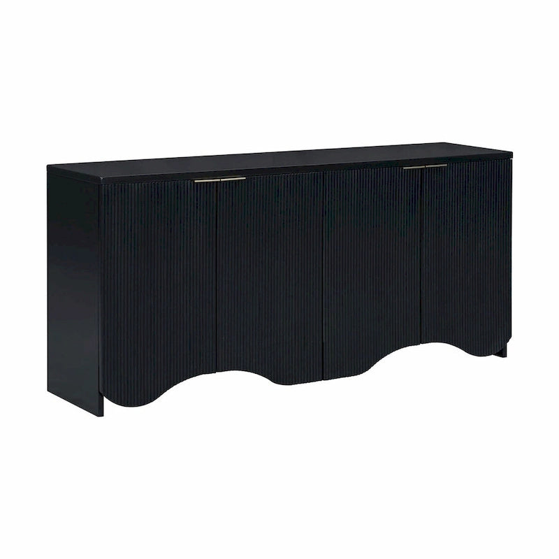 Four-Door Cabinet with Vertical Stripes and Wavy Design