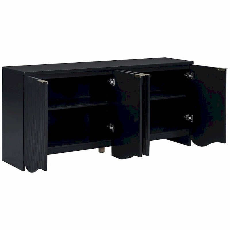 Four-Door Cabinet with Vertical Stripes and Wavy Design