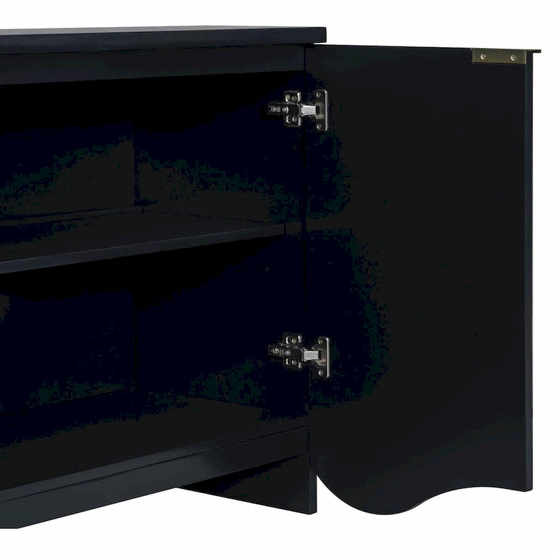 Four-Door Cabinet with Vertical Stripes and Wavy Design