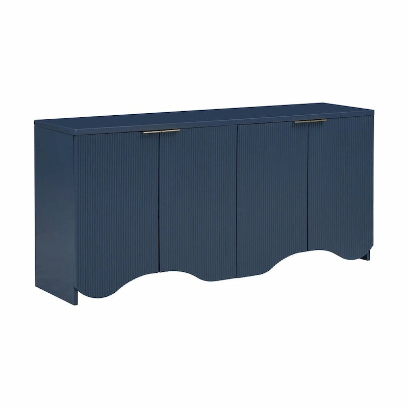 Four-Door Cabinet with Vertical Stripes and Wavy Design