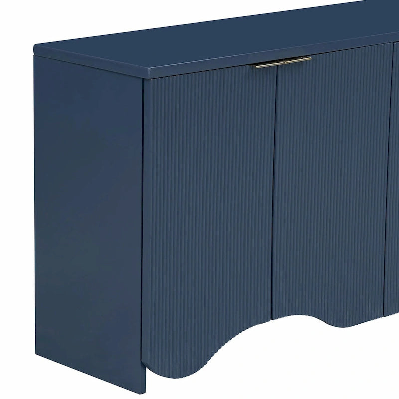 Four-Door Cabinet with Vertical Stripes and Wavy Design