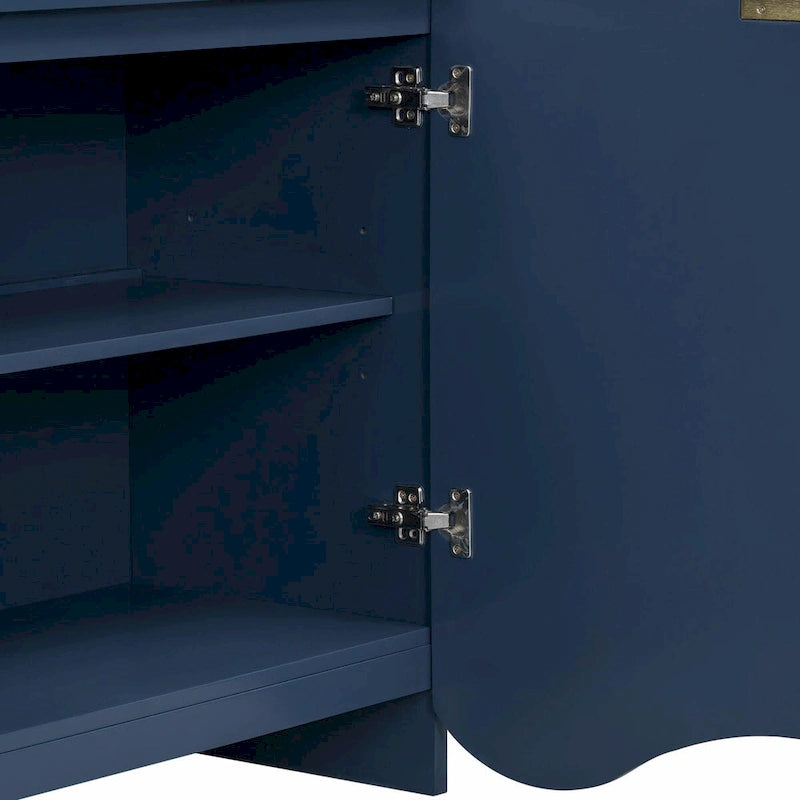 Four-Door Cabinet with Vertical Stripes and Wavy Design