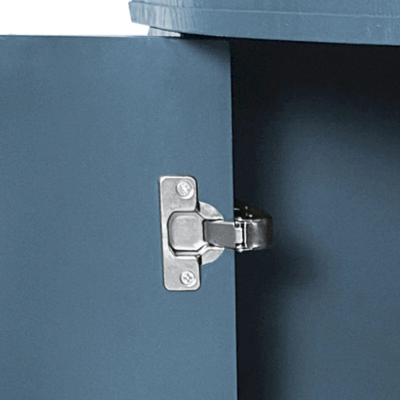 Modern Curved Sideboard Storage Cabinet Wooden Cabinet with 4 Doors and Adjustable Shelves