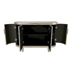 Modern Curved Sideboard Storage Cabinet Wooden Cabinet with 4 Doors and Adjustable Shelves