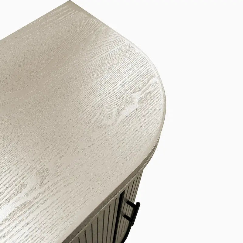 Modern Curved Sideboard Storage Cabinet Wooden Cabinet with 4 Doors and Adjustable Shelves