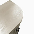 Modern Curved Sideboard Storage Cabinet Wooden Cabinet with 4 Doors and Adjustable Shelves