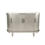 Modern Curved Sideboard Storage Cabinet Wooden Cabinet with 4 Doors and Adjustable Shelves
