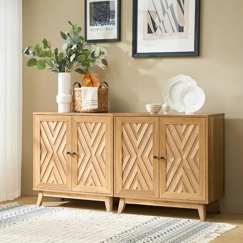 Joseph Midcentury 30Tall 2 Door Accent Cabinet Set of 2 by HULALA HOME