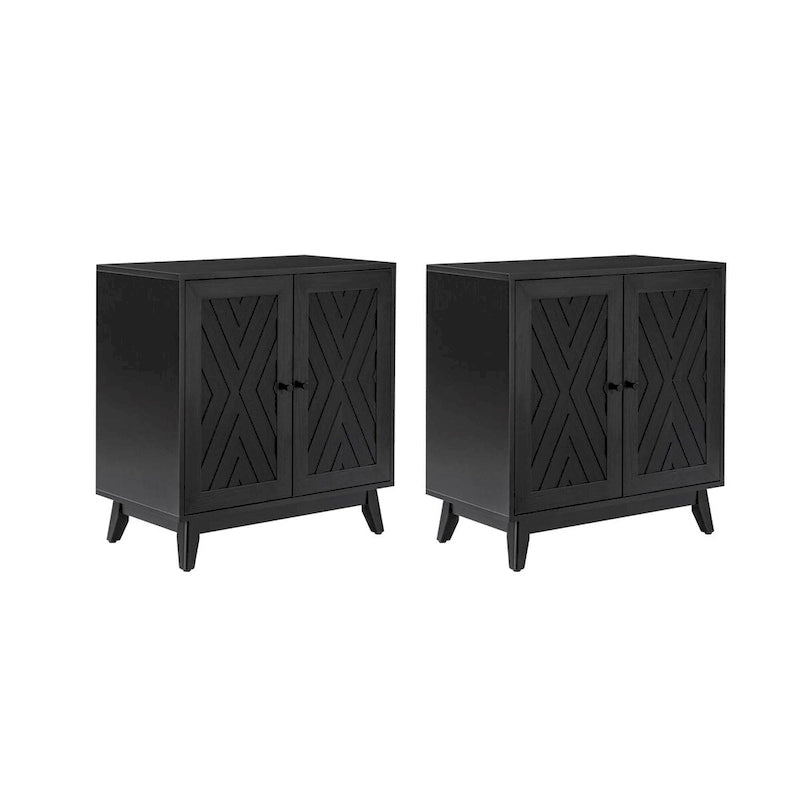 Joseph Midcentury 30Tall 2 Door Accent Cabinet Set of 2 by HULALA HOME