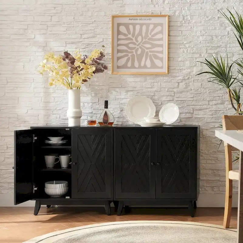 Joseph Midcentury 30Tall 2 Door Accent Cabinet Set of 2 by HULALA HOME