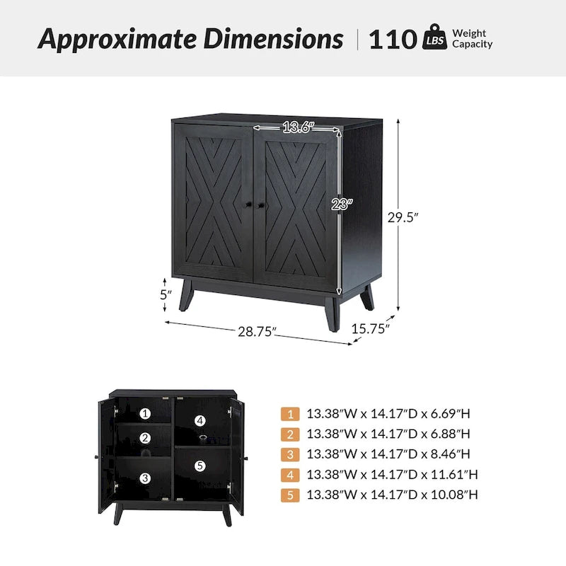 Joseph Midcentury 30Tall 2 Door Accent Cabinet Set of 2 by HULALA HOME