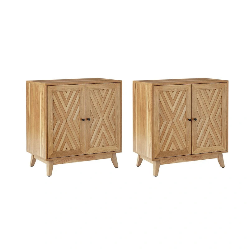 Joseph Midcentury 30Tall 2 Door Accent Cabinet Set of 2 by HULALA HOME