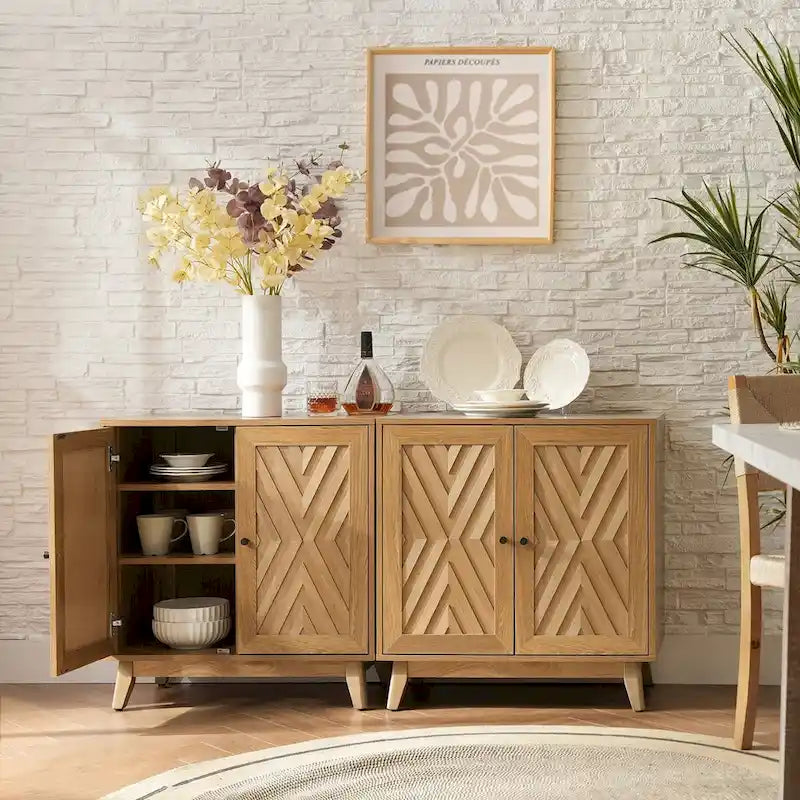 Joseph Midcentury 30Tall 2 Door Accent Cabinet Set of 2 by HULALA HOME