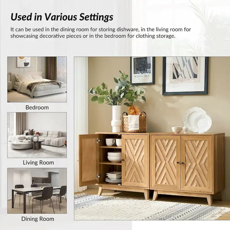 Joseph Midcentury 30Tall 2 Door Accent Cabinet Set of 2 by HULALA HOME