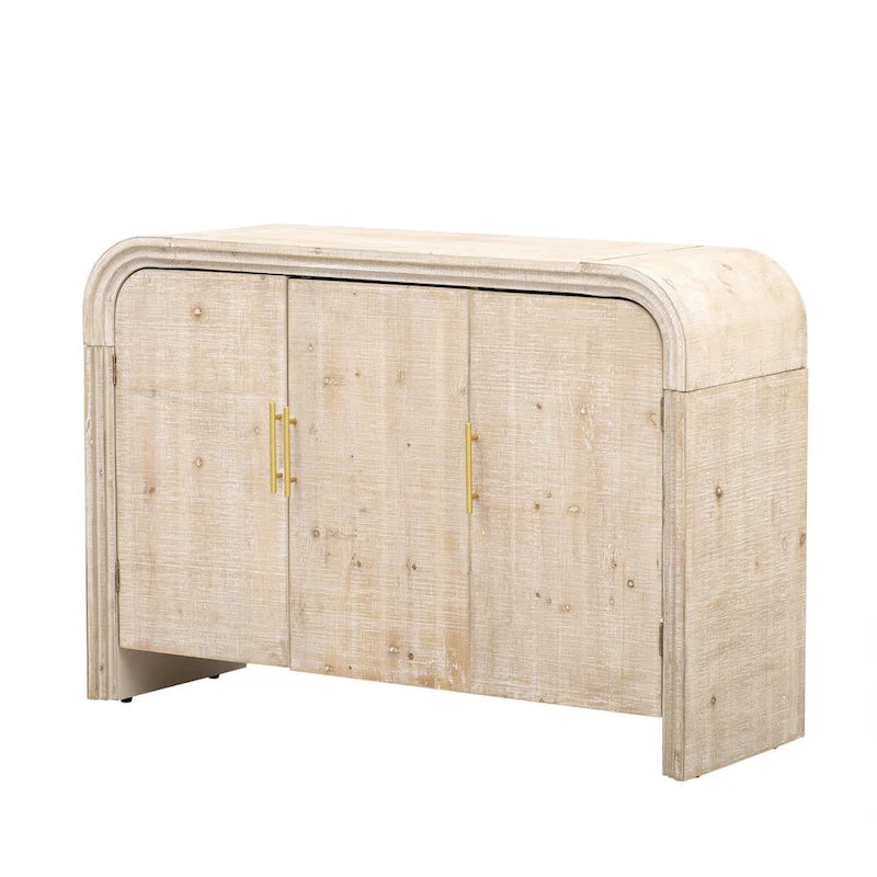 Retro Minimalist Curved Sideboard with Gold Handles