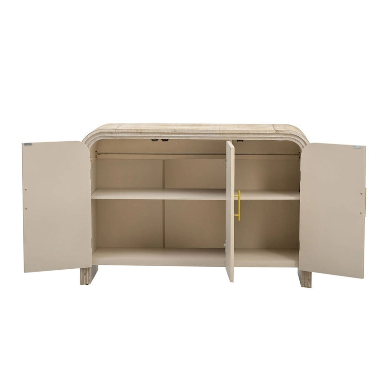Retro Minimalist Curved Sideboard with Gold Handles