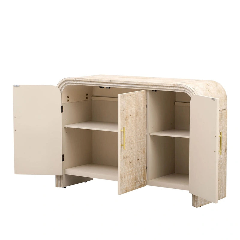Retro Minimalist Curved Sideboard with Gold Handles
