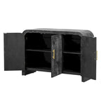 Retro Minimalist Curved Sideboard with Gold Handles
