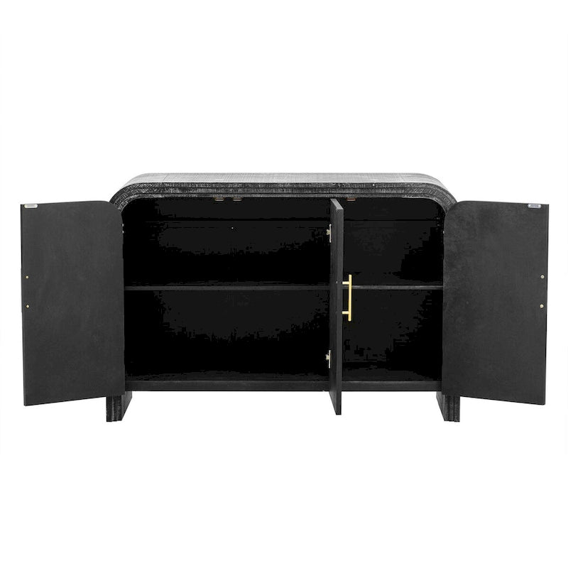 Retro Minimalist Curved Sideboard with Gold Handles