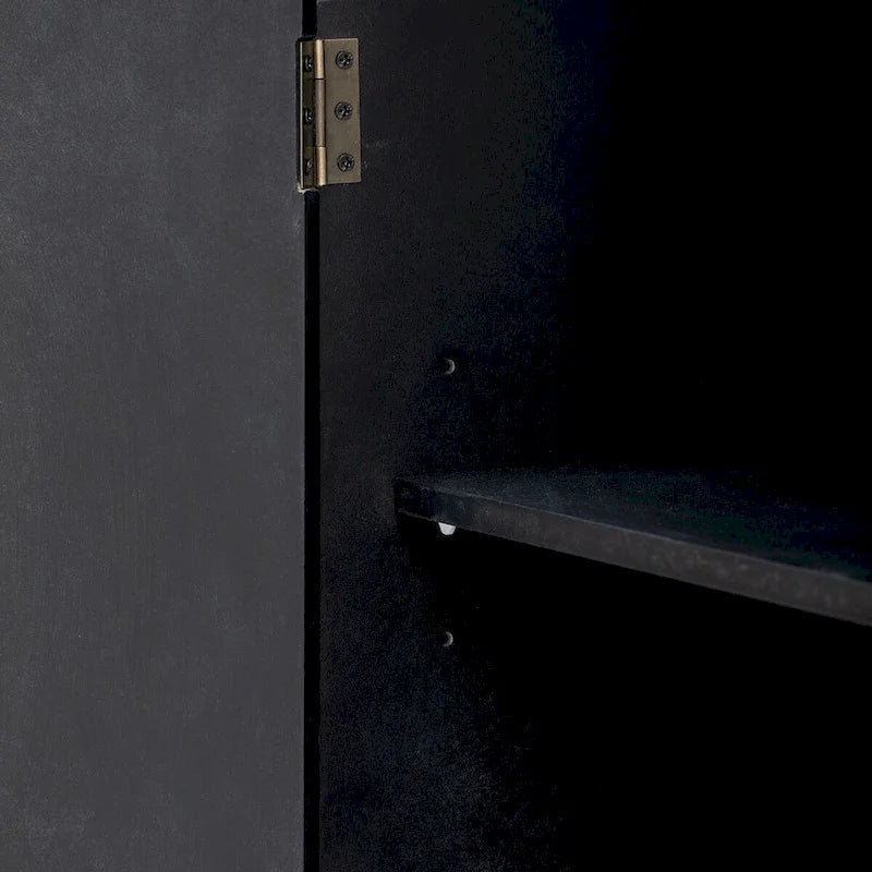 Retro Minimalist Curved Sideboard with Gold Handles