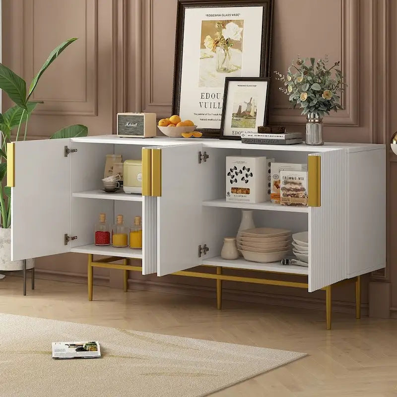60 Modern Elegant 4-Door Cabinet Buffet/Sideboard