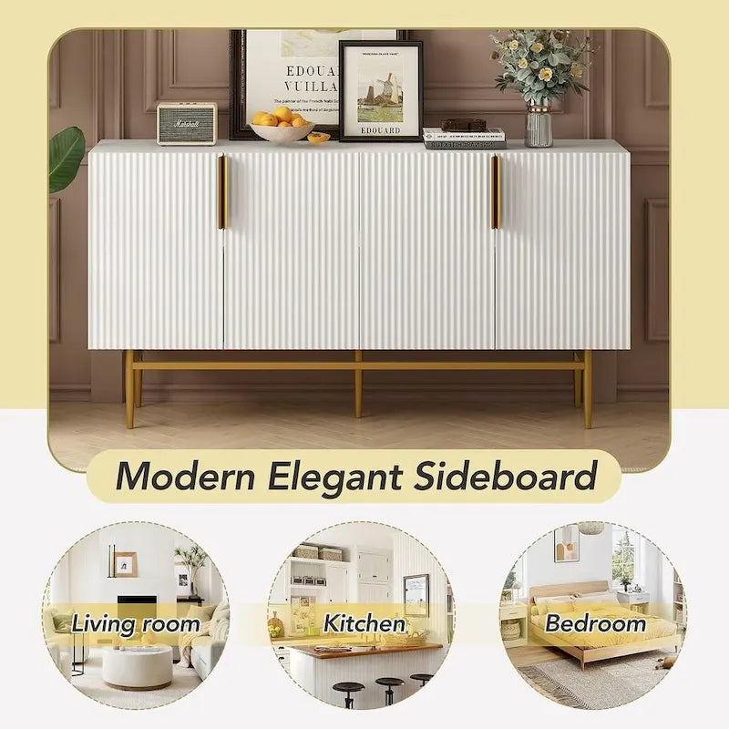 60 Modern Elegant 4-Door Cabinet Buffet/Sideboard