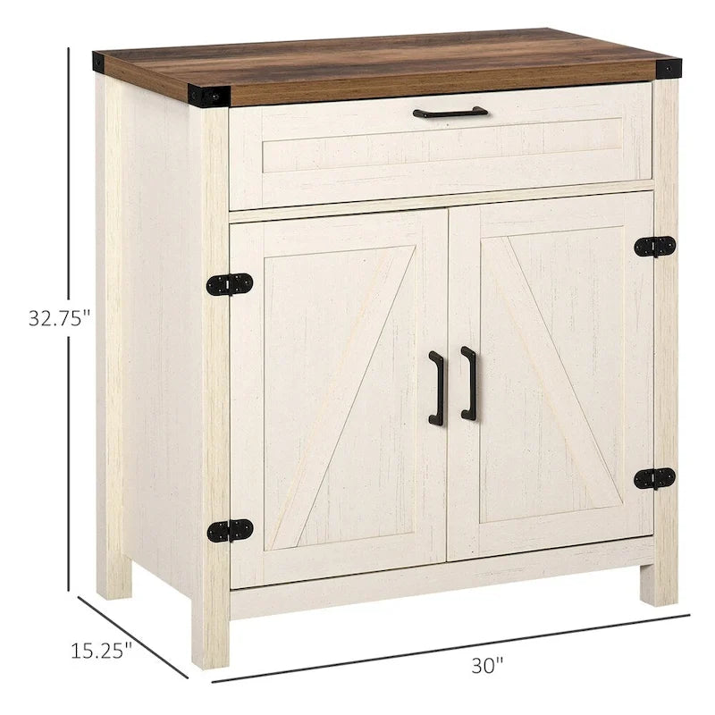 2 Barn Doors Kitchen Sideboard Buffet Cabinet with Drawer