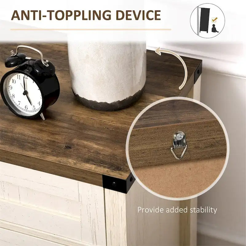 2 Barn Doors Kitchen Sideboard Buffet Cabinet with Drawer