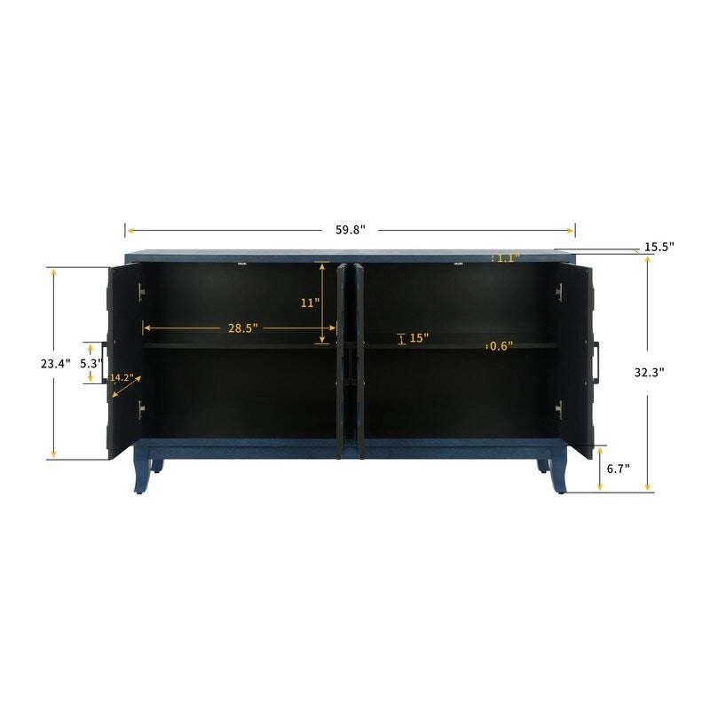 Lacquered Wooden Vintage Style Sideboard