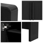 Striped Storage Cabinet with 4 Doors, Adjustable