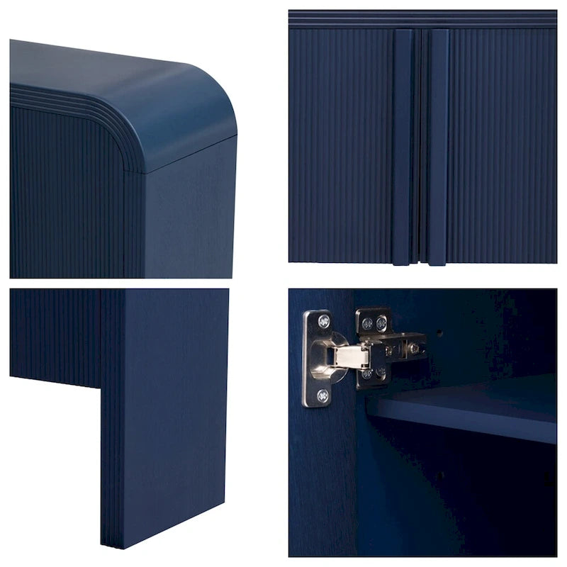 Striped Storage Cabinet with 4 Doors, Adjustable