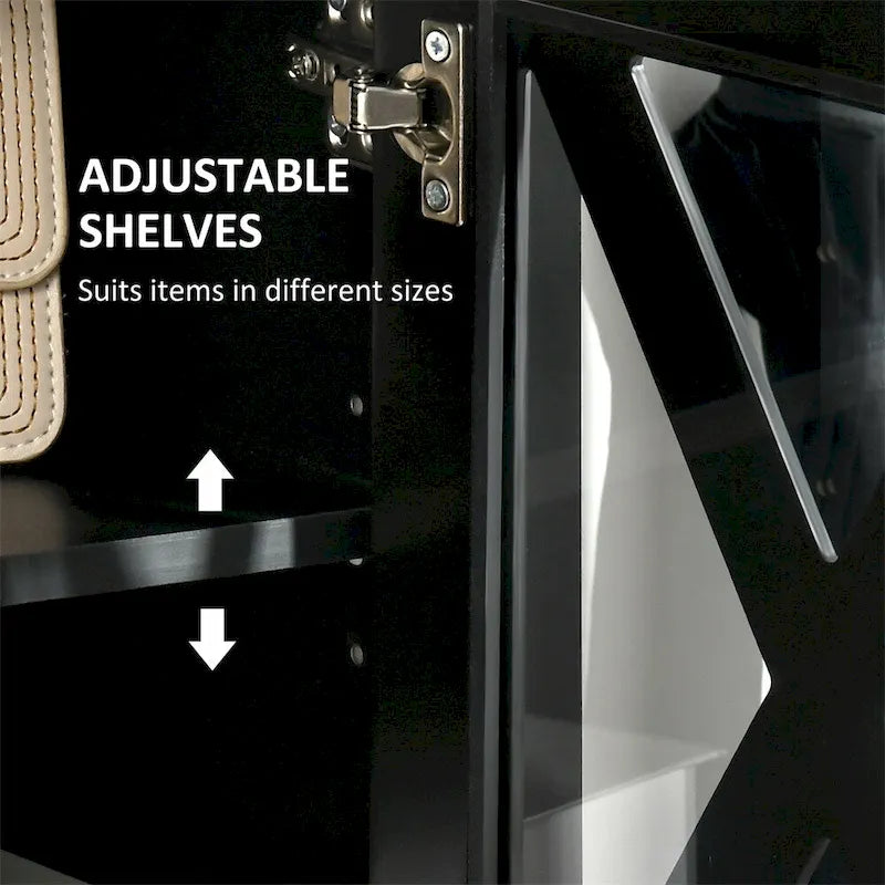 Wood Buffet Cabinet with Storage Drawers and Glass Door - N/A