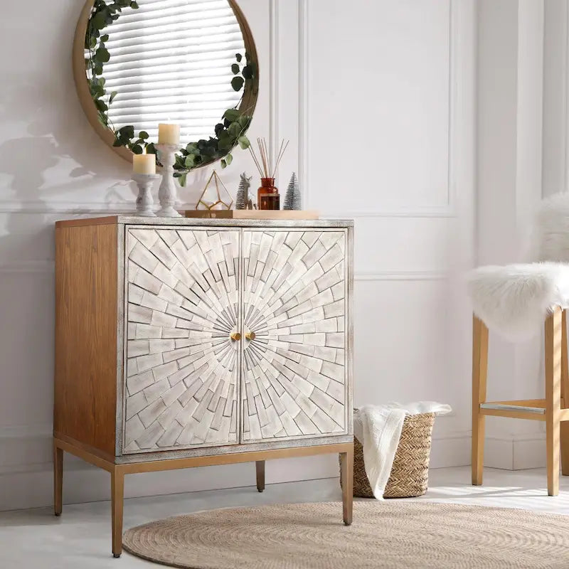 Mid-century Modern 2-door Wood Accent Cabinet Entry Coffee Table Storage Bedroom Sideboard Kitchen Buffets Chest - 29.5 inches