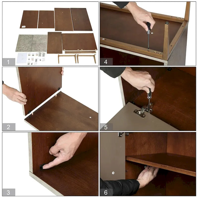 Mid-century Modern 2-door Wood Accent Cabinet Entry Coffee Table Storage Bedroom Sideboard Kitchen Buffets Chest - 29.5 inches