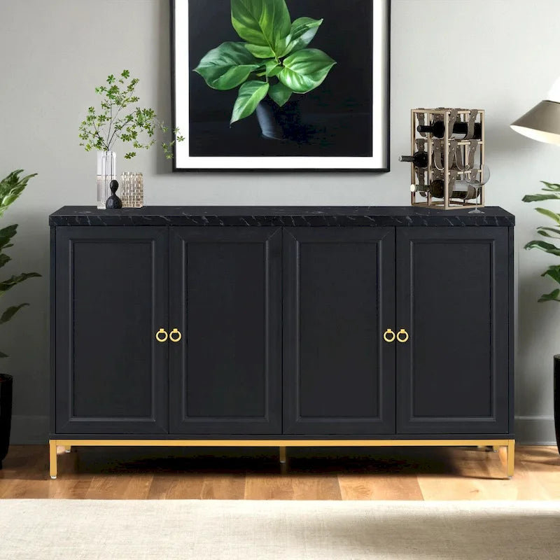 Modern Sideboard with Extra Large Storage Space with Metal Handles and Support Legs for Living Room and Dining Room