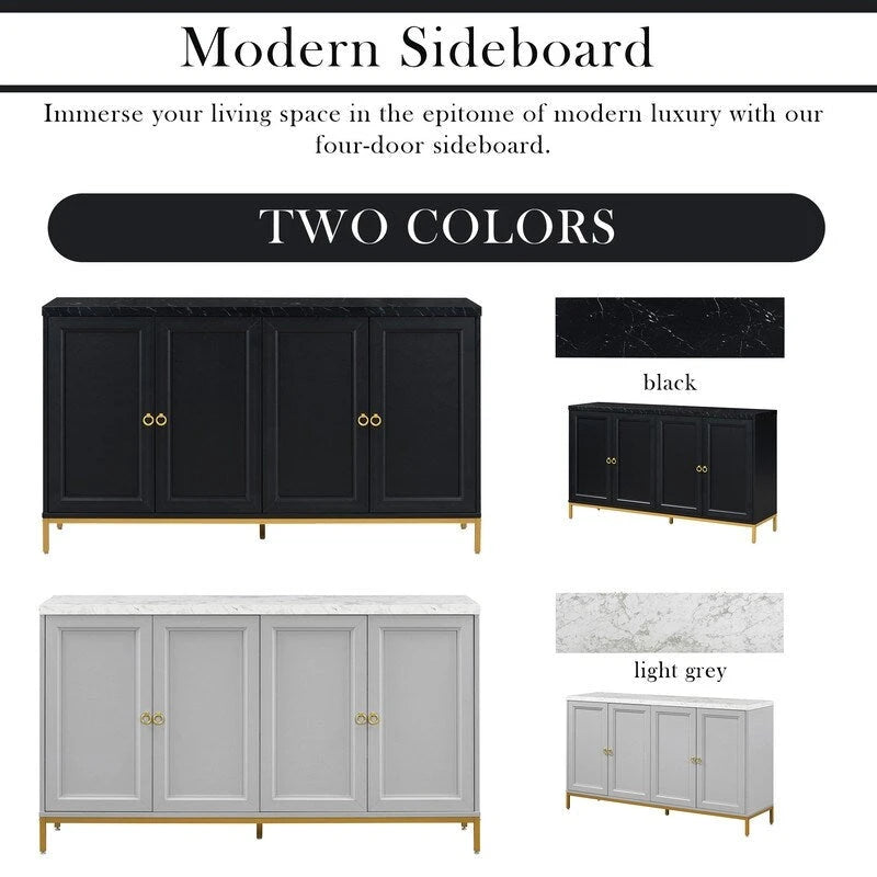 Modern Sideboard with Extra Large Storage Space with Metal Handles and Support Legs for Living Room and Dining Room